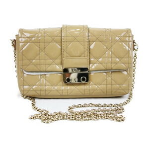 Christian Dior Miss Shoulder Bag Clutch Pouch Beige Tan Yellow Leather